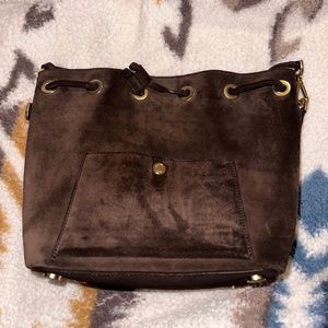 Brown suede Michael Kors crossbody purse